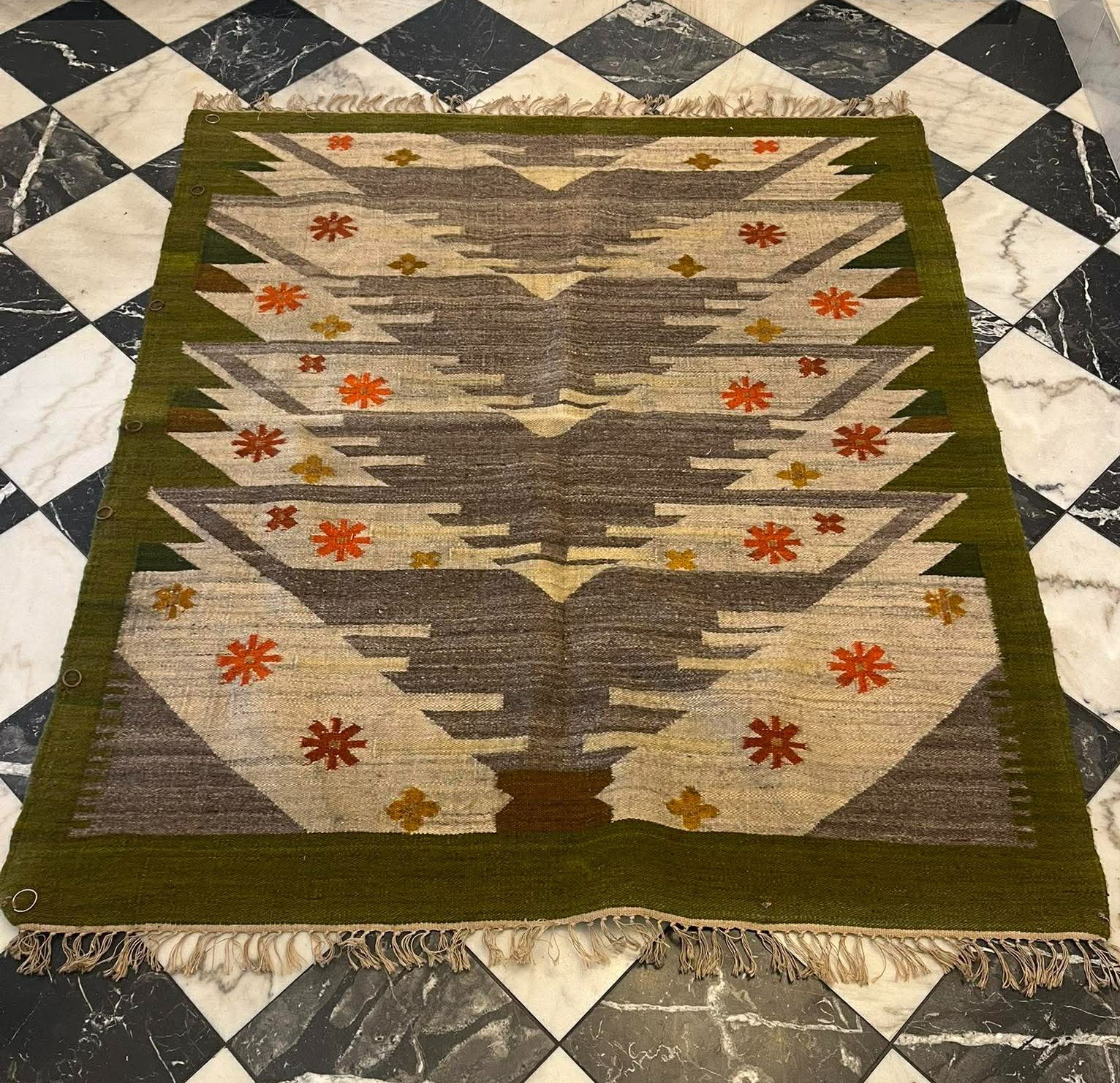 c. 1930 CUBISM ANTIQUE MANTIQUE MINT ART DECO EUROPEAN RUG TAPESTRY