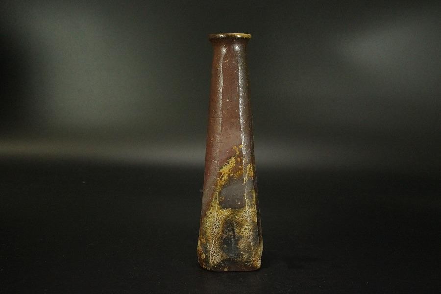 Bizen Ware Flower Vase Single Stem by Shinji with Box Japanese Ceramic