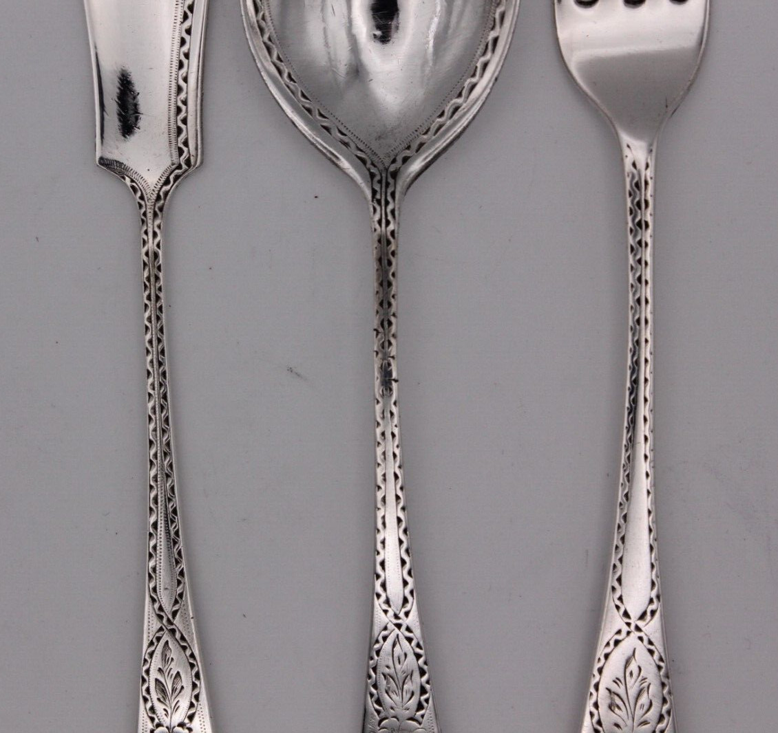 Sterling Silver Cased Three Piece breakfast / tea cutlery set Sheffield 1896/7