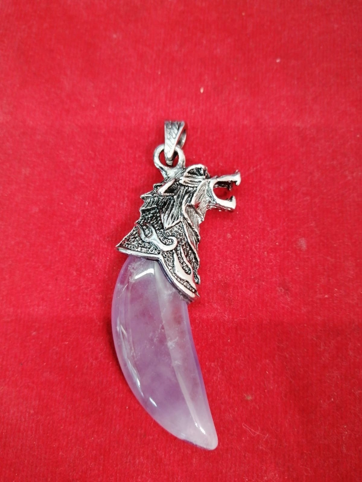 Beautiful Old Tibetan Silver Natural Amethyst Stone Lovely Pendant