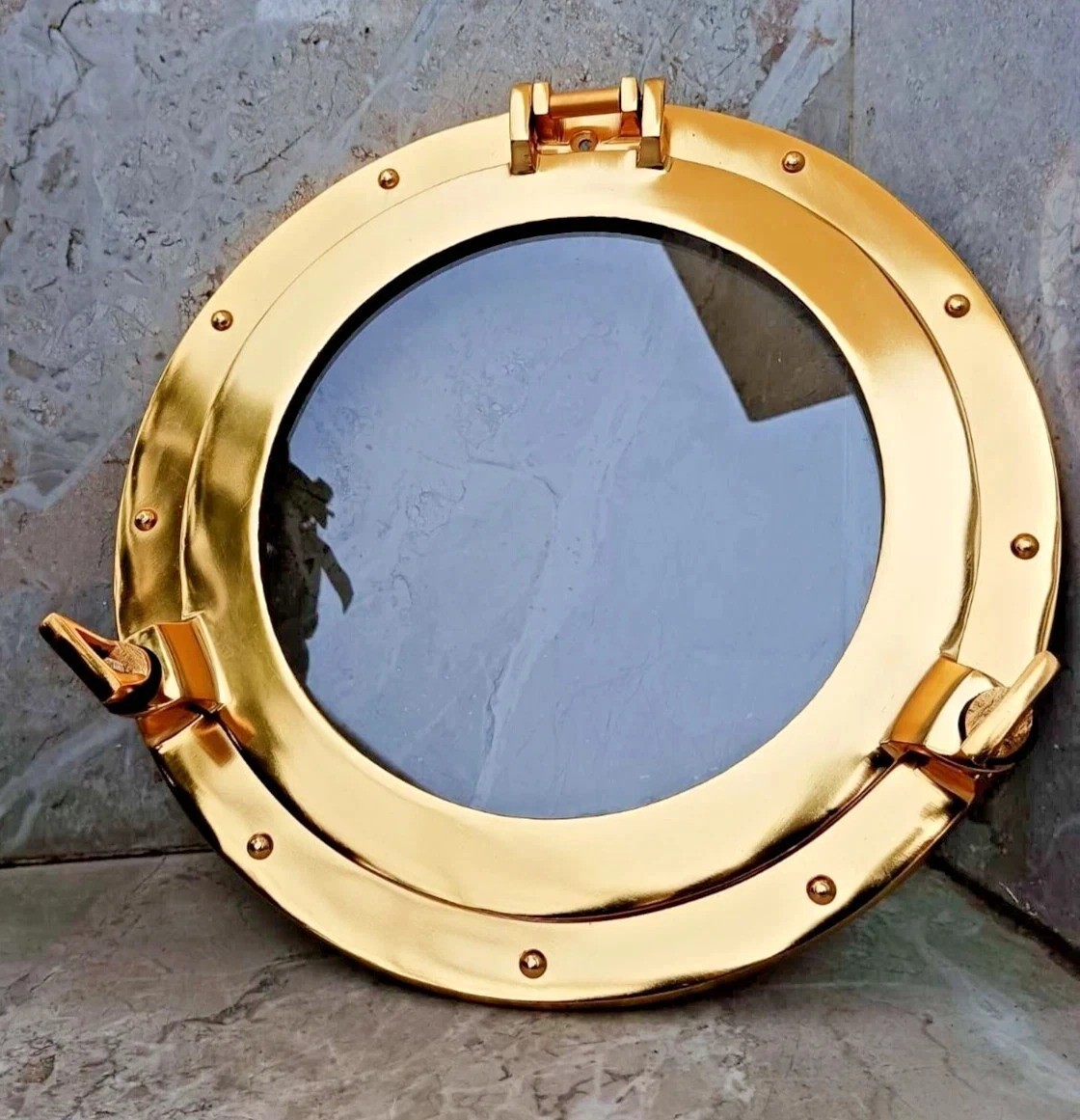 20″Brass Porthole Window Glass Mirror Nautical Maritime Wall Decorative Porthole