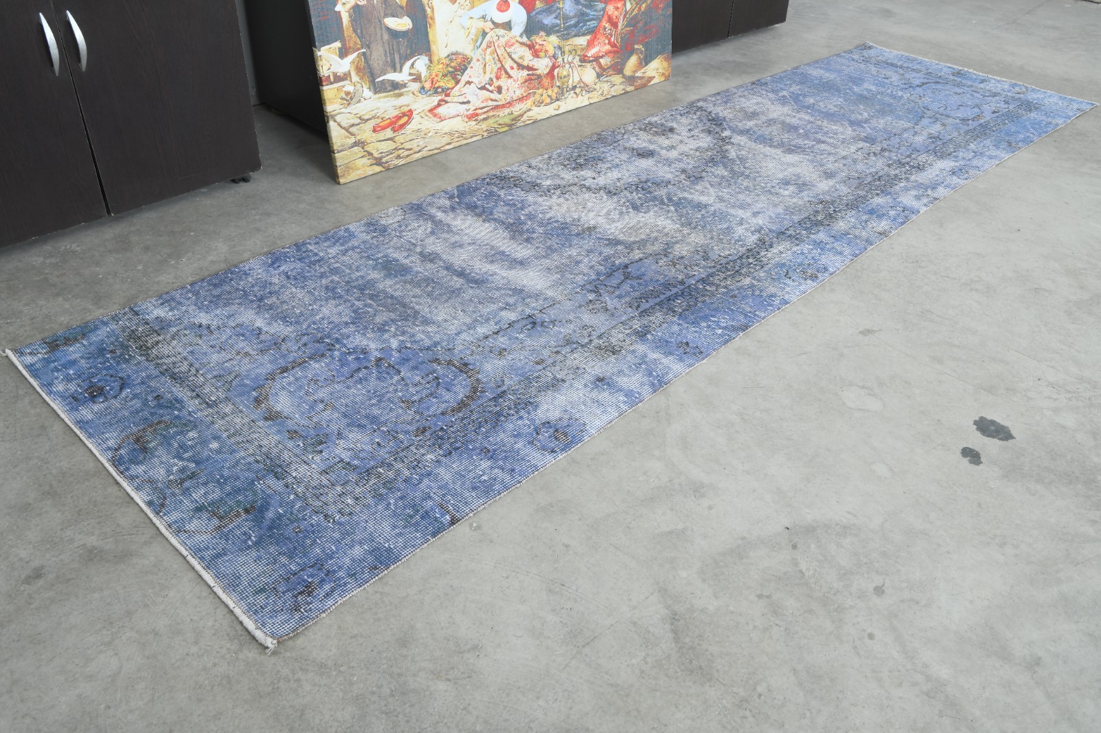 3×10 ft, turkish runner rug, hand-knotted vintage carpet, oushak rug runner, 680