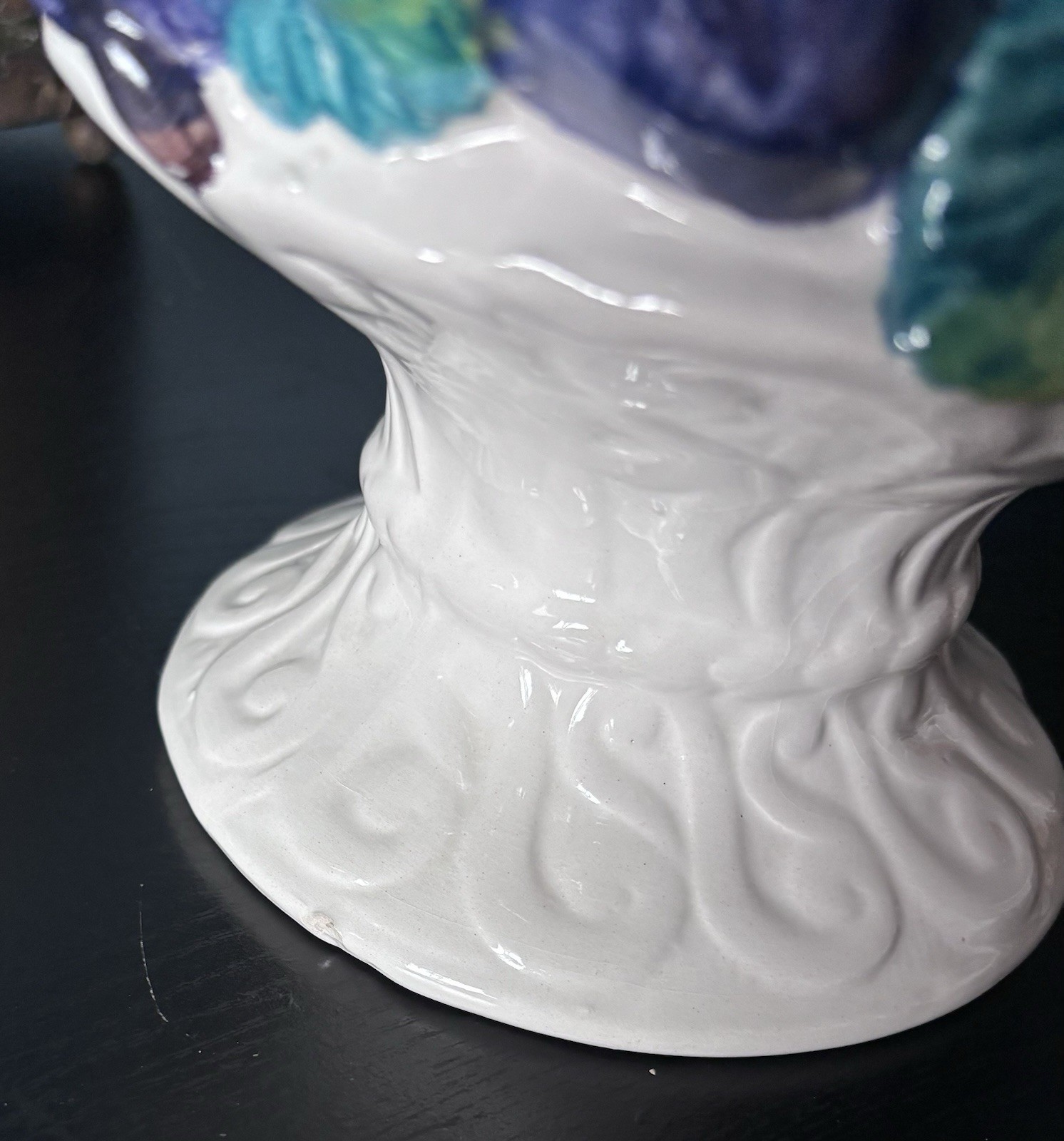 Antique Vintage 1960s Italian Majolica Ceramic Plum 12″ Topiary Centerpiece RARE