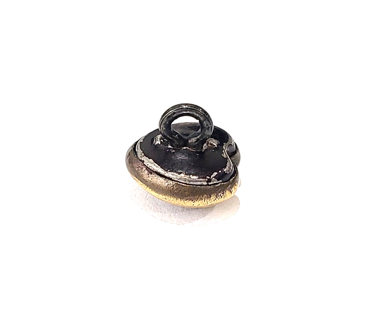 Austrian Tiny Antique Button Rare HEART Shape Brass Metal