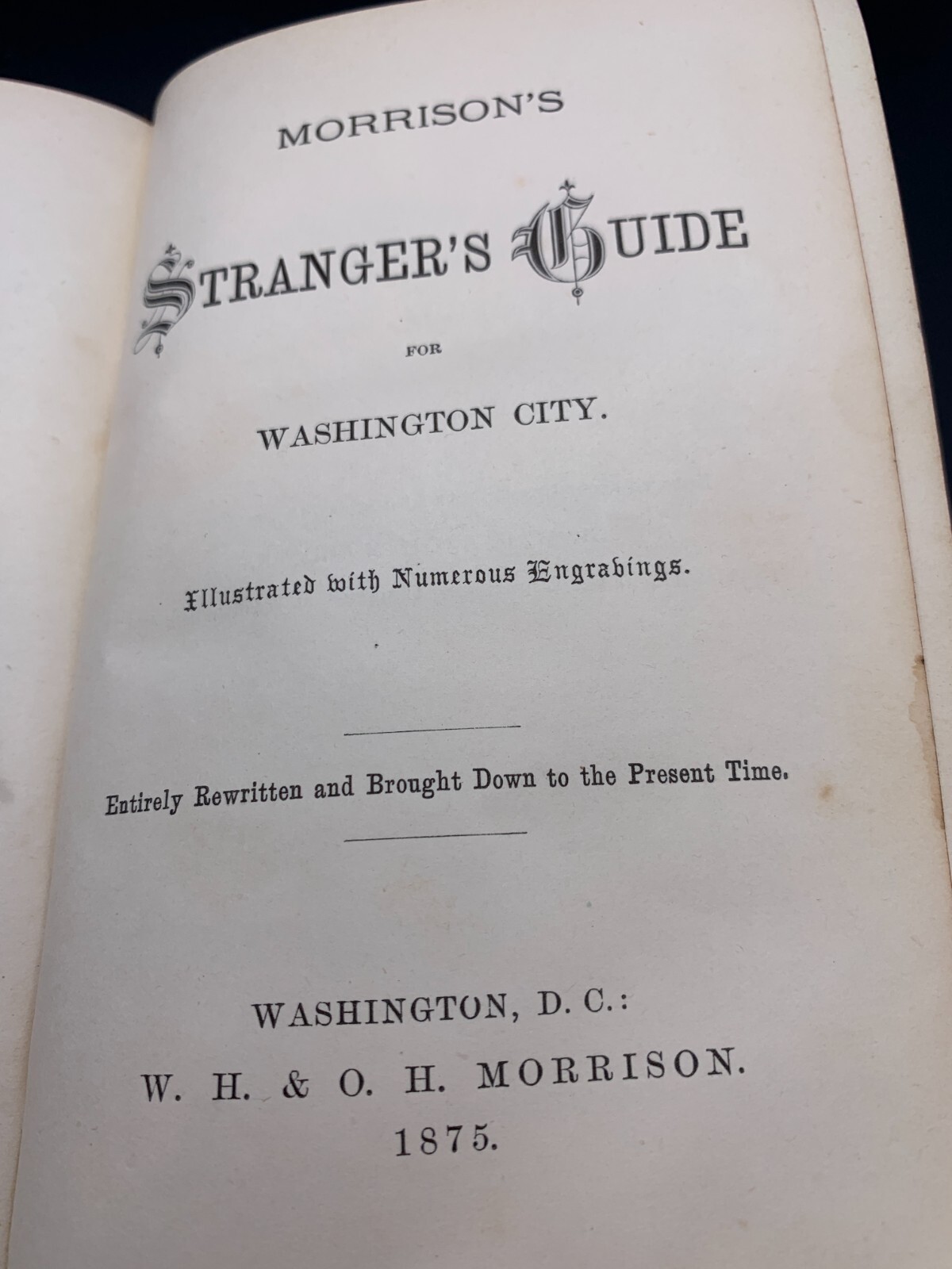 1875 Washington DC Guide Morrison Strangers Guide Folding Map Antique Book