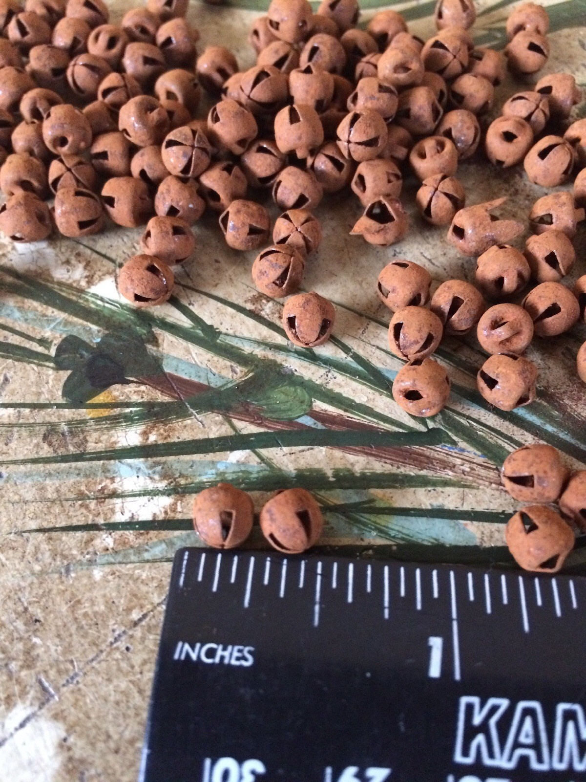 144 Primitive Rusty Tin JINGLE BELLS 6mm 1/4 in 1/4″ TINY Christmas Craft Rust *