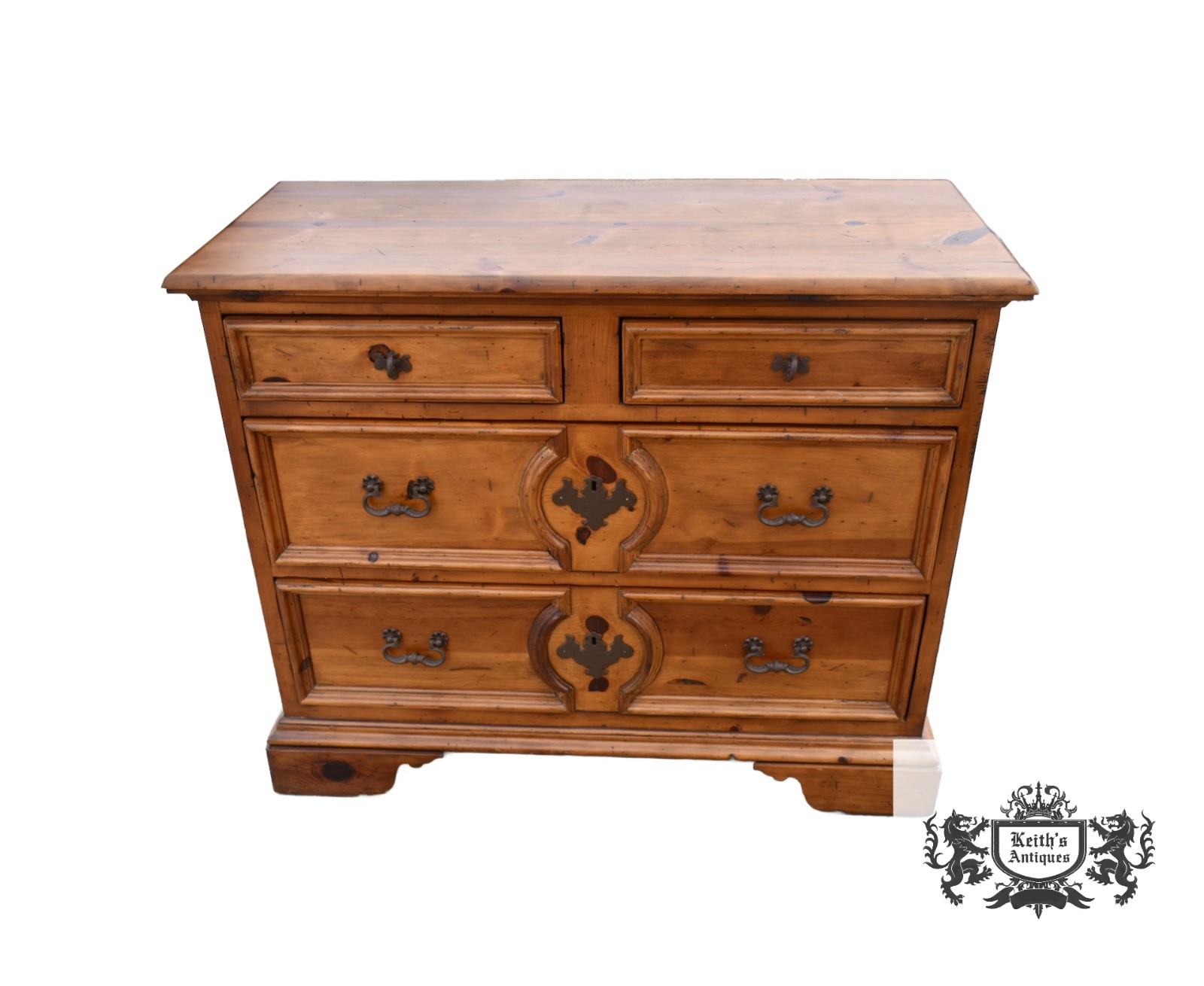 Henredon Vintage Spanish Baroque Pine Chest of Drawers Dresser 4 Drawer Heavy