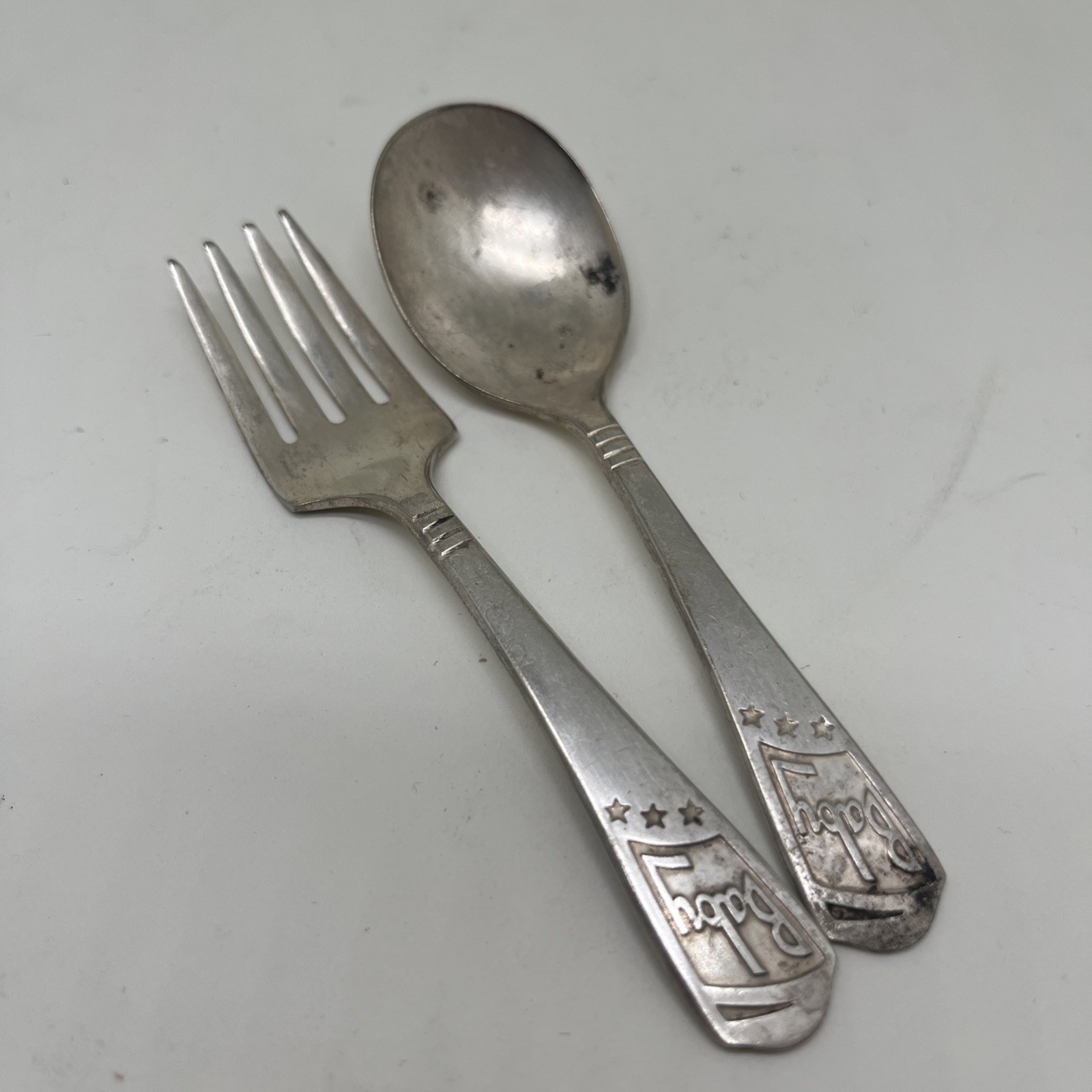 Imperial Silverplate Baby Spoon & Fork VTG