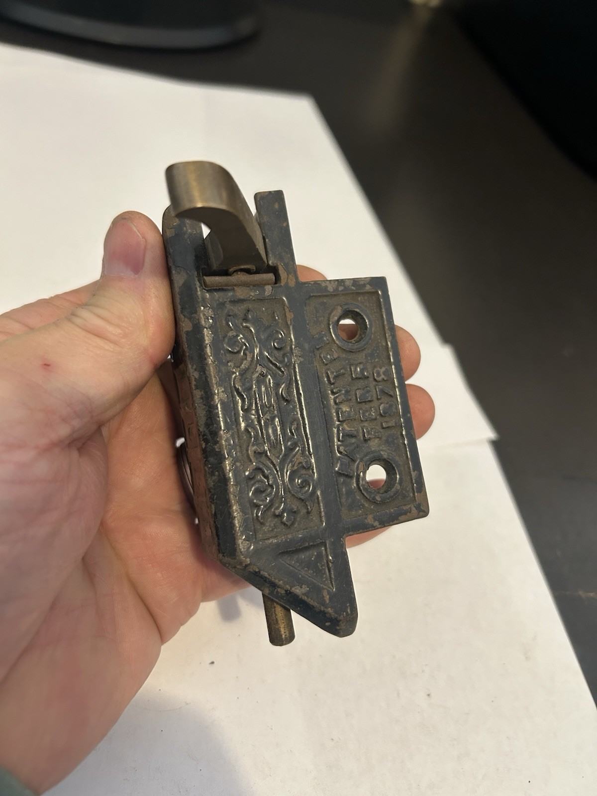 1878 Surface Mount French Door 4.5” Lock Bolt EASTLAKE VICTORIAN Cast Iron Body