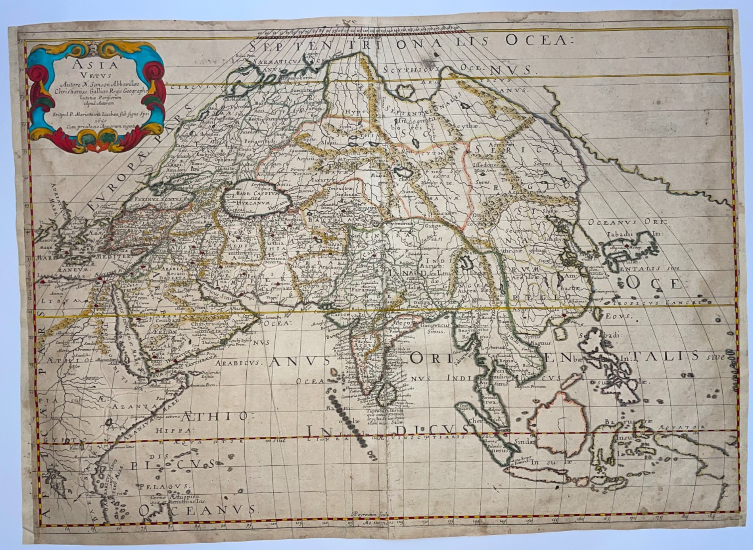 ASIA VETUS 1650 NICOLAS SANSON D’ABBEVILLE LARGE ANTIQUE MAP 17TH CENTURY