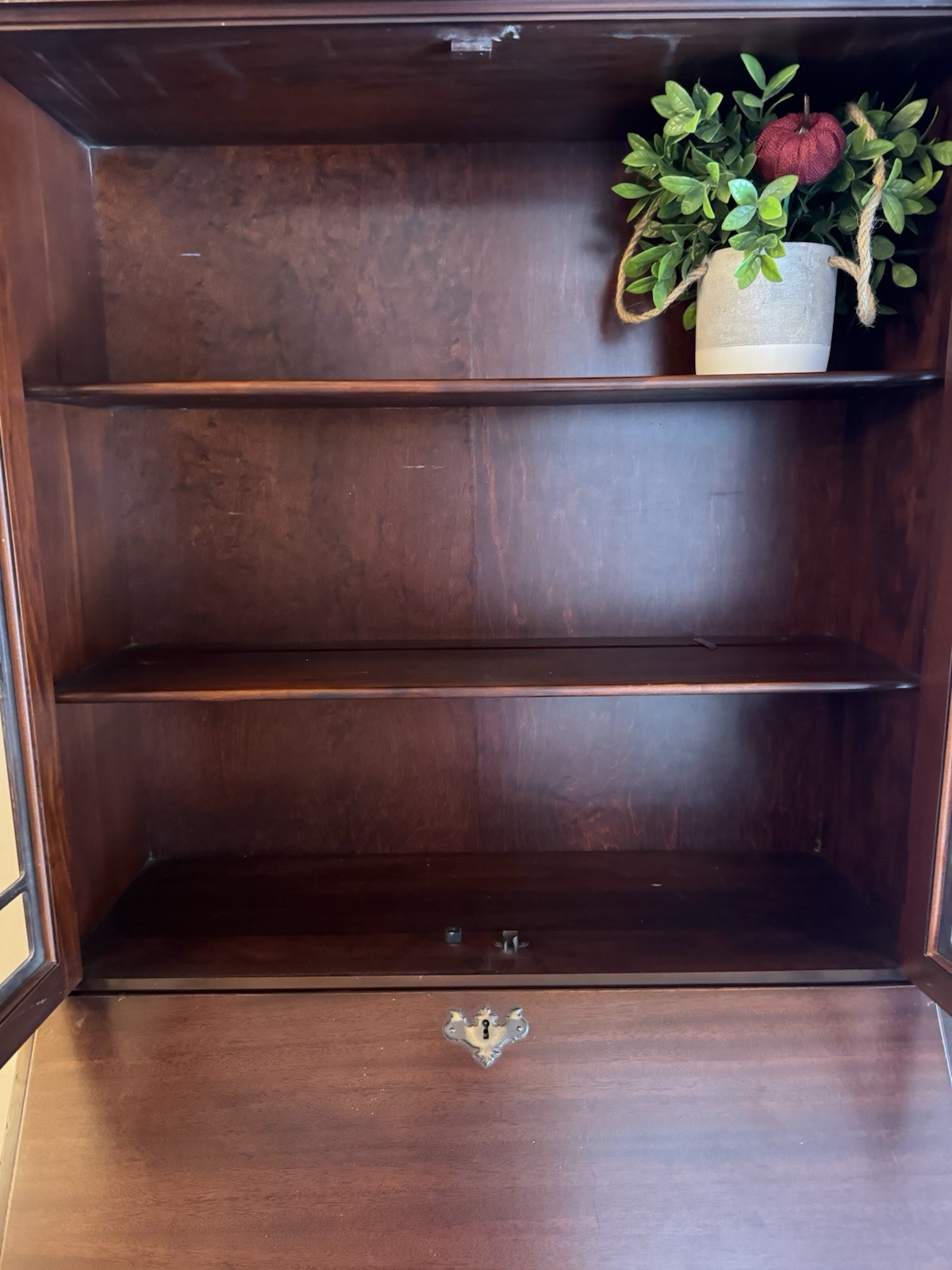 Maddox Tables Antique Chippendale Secretary Desk Mahogany Bookcase Top Glass Do…