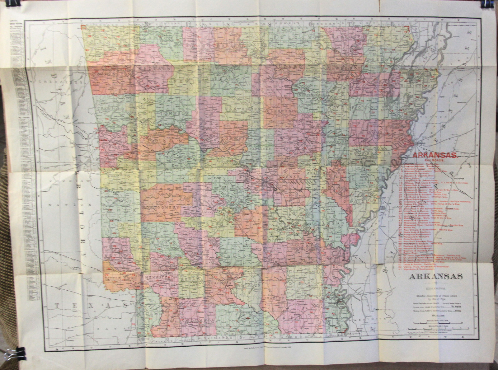1906 Rand McNally Indexed Pocket Map of Arkansas w/ Map & Booklet