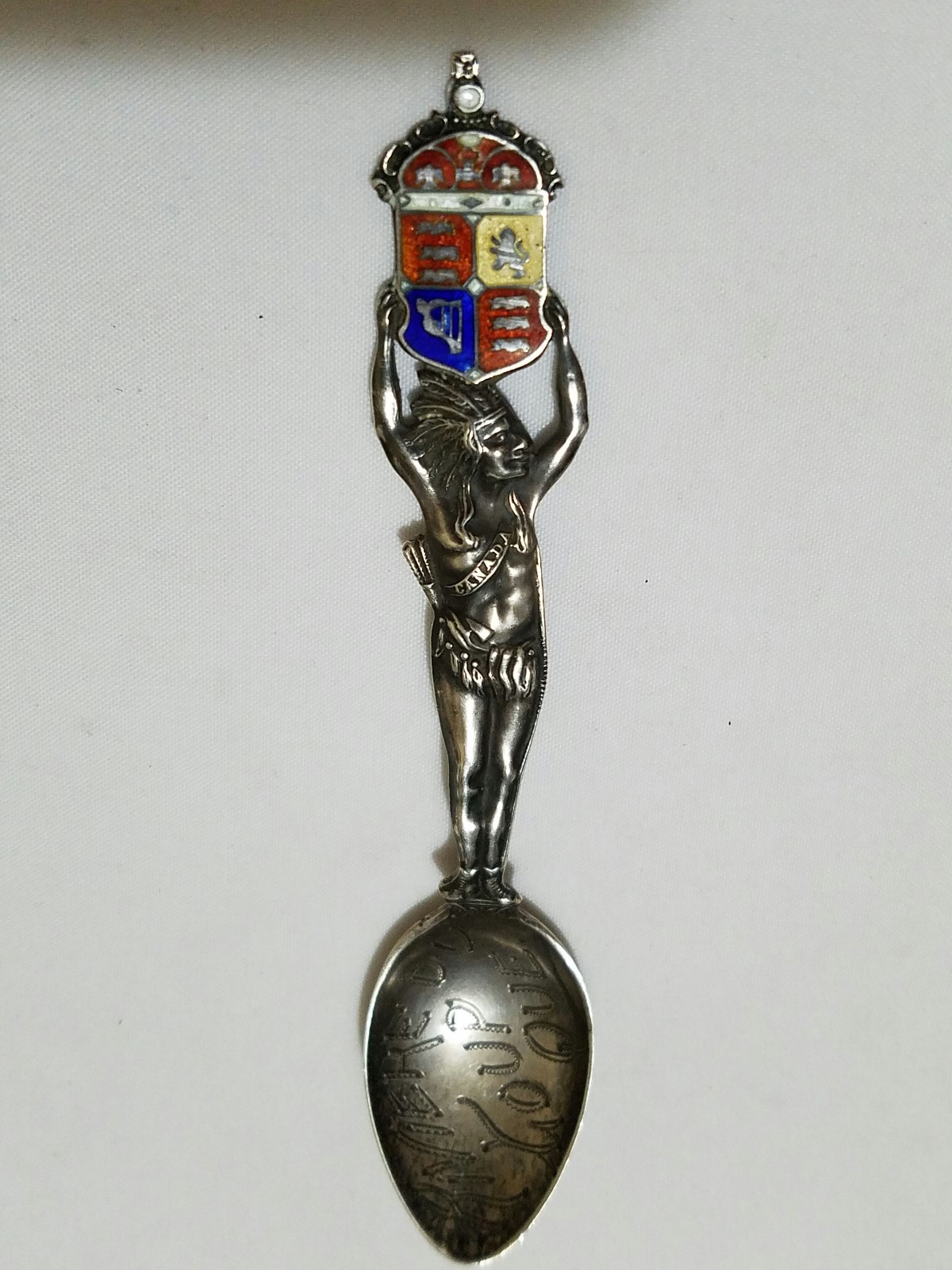 ANTIQUE P.W. ELLIS STERLING INDIAN CHIEF CANADA SOUVENIR SPOON
