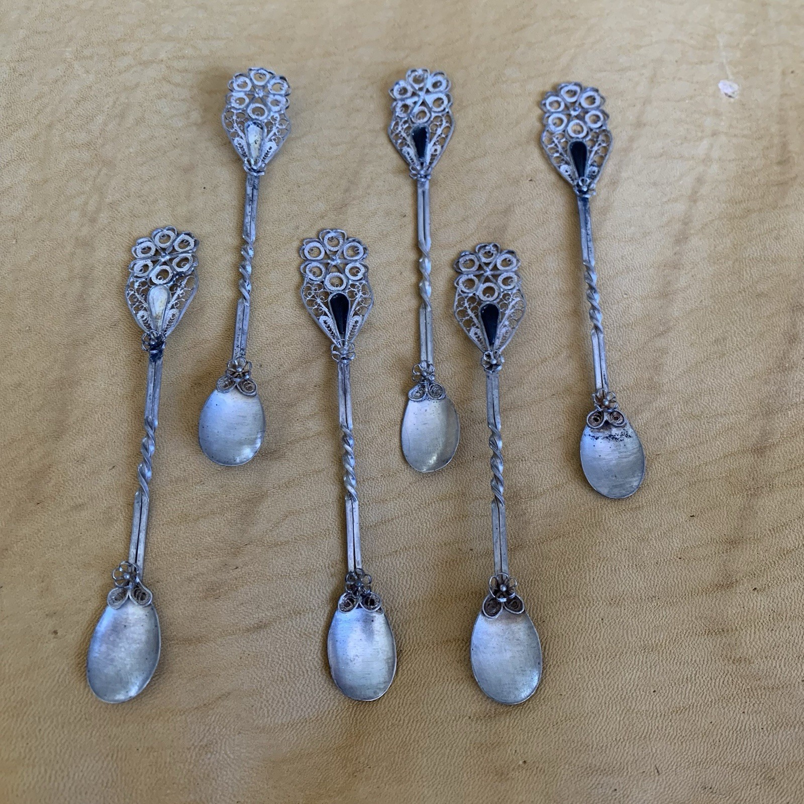 Vintage Ornate Hand Made Sterling Silver Mini Spoons Filigree Silver Wire Lot