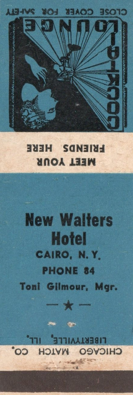 Vintage Matchcover New Walters Hotel Cairo NY