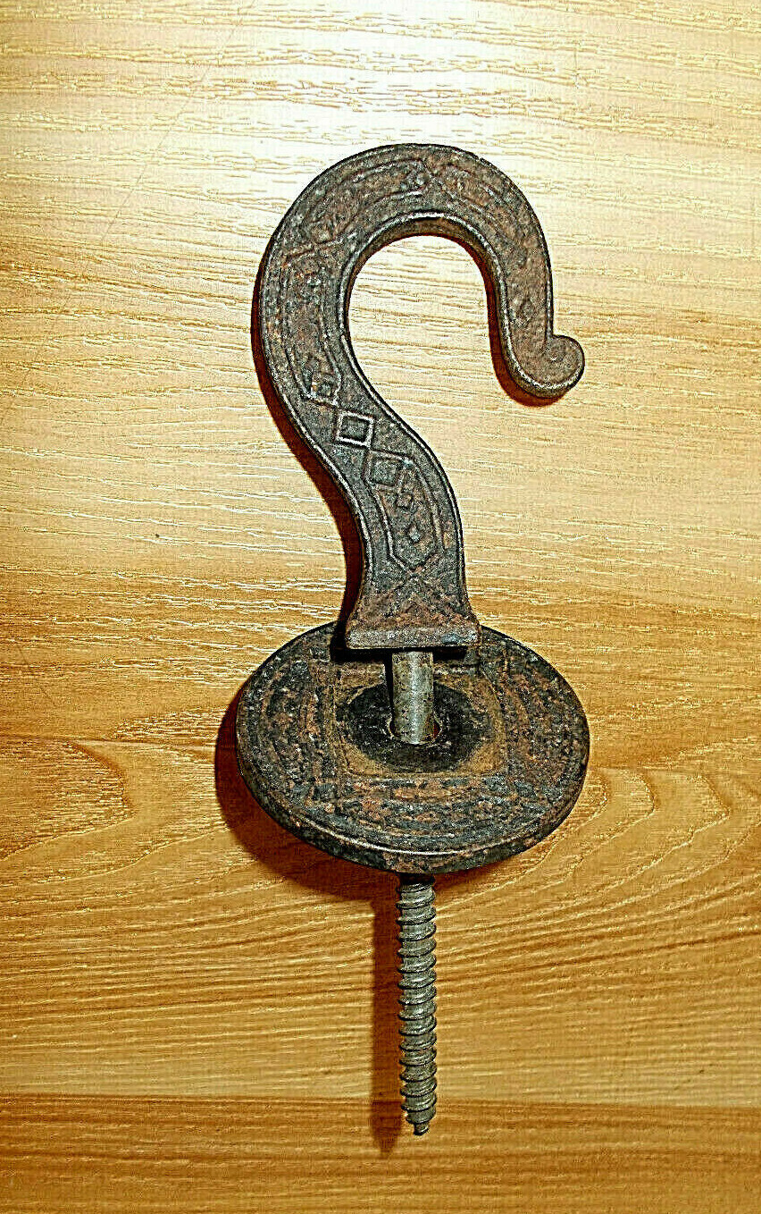 ANTIQUE HANGING OIL LAMP*PLANT*BIRD CAGE HOOK PLASTER WASHER PATD APRIL 23 1872