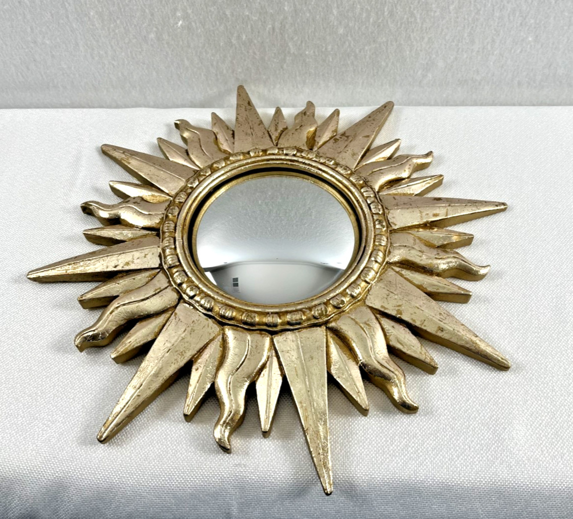 VTG Andrea by Sadek Gold Gilt Convex Sunburst Starburst Wall Mirror 13.5”