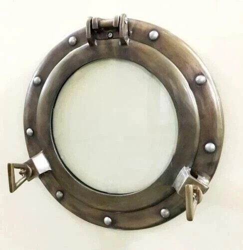 15″ Aluminum Porthole Antique Finish Nautical Ship Window Glass Porthole