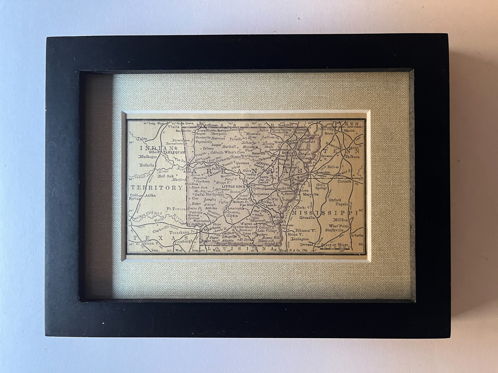 1887 ARKANSAS State Pocket Atlas Map Framed w/Mat SEE DESCRIPTION