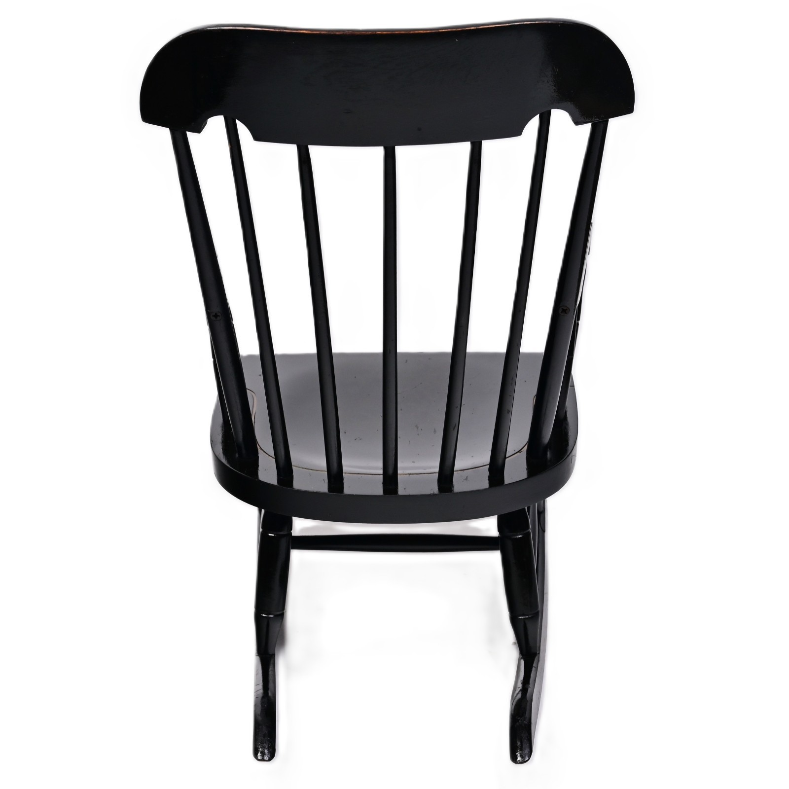 NICHOLS & STONE Hitchcock Original Vintage Signed Ebonized Childs Rocking Chair