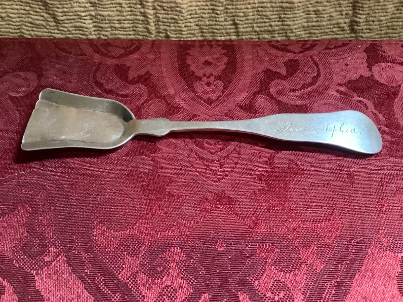 Vermont Coin Silver – Sugar Shovel – J.S.ABBOTT. – Montpelier VT – 1838-1843