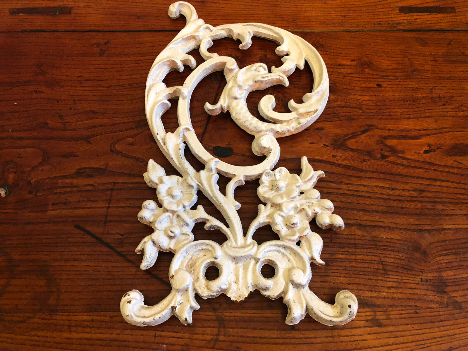 Heavy Cast Iron Panel Garden Architectural Salvage, Farmhouse Shabby Chic Bird