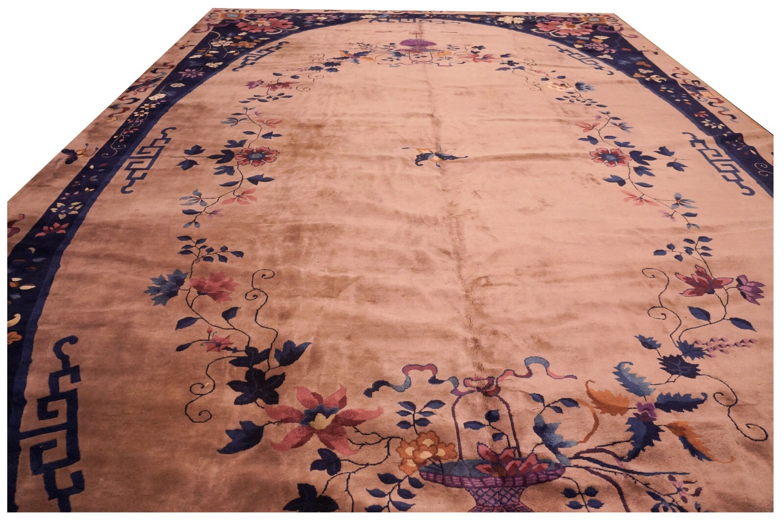 13×21 Antique Art Deco Art Nouveau Handmade Area Rug Rare Beige 388cm x 640cm