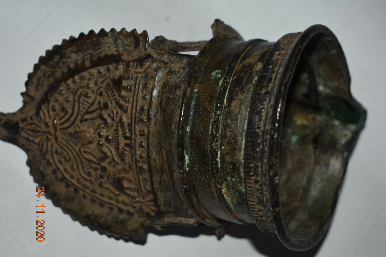 ORIG $699 NEPAL SHAMAN BRONZE OIL LAMP 6″ EARLY 1900S prov