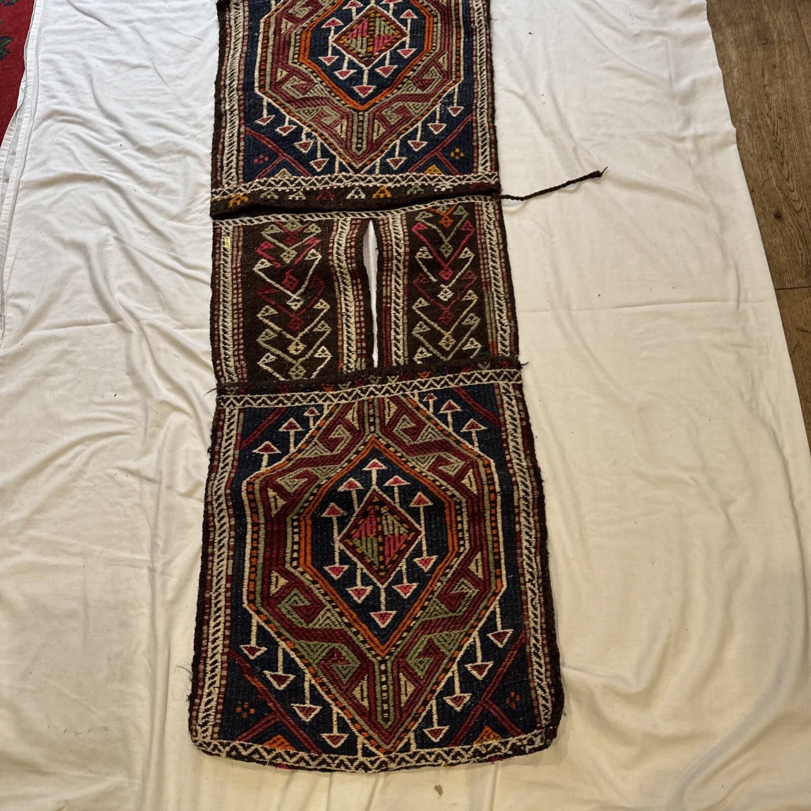 Antique Hand knotted Authentic Tribal Wool Rug Double Bag ,Saddlebag,