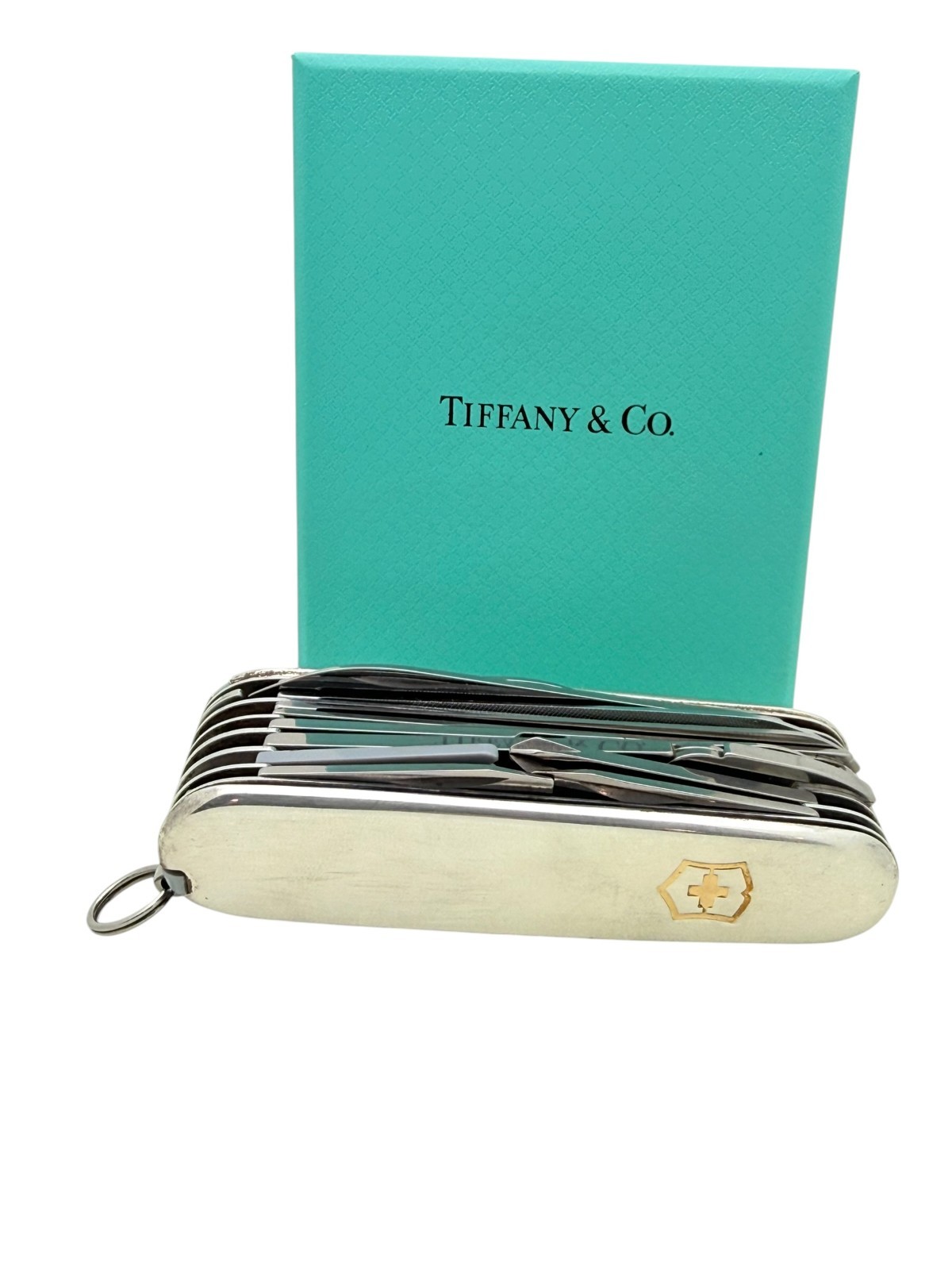 Tiffany & Co. Swiss Army 18k Gold Sterling Silver Multi Tool Complete Knife Box!
