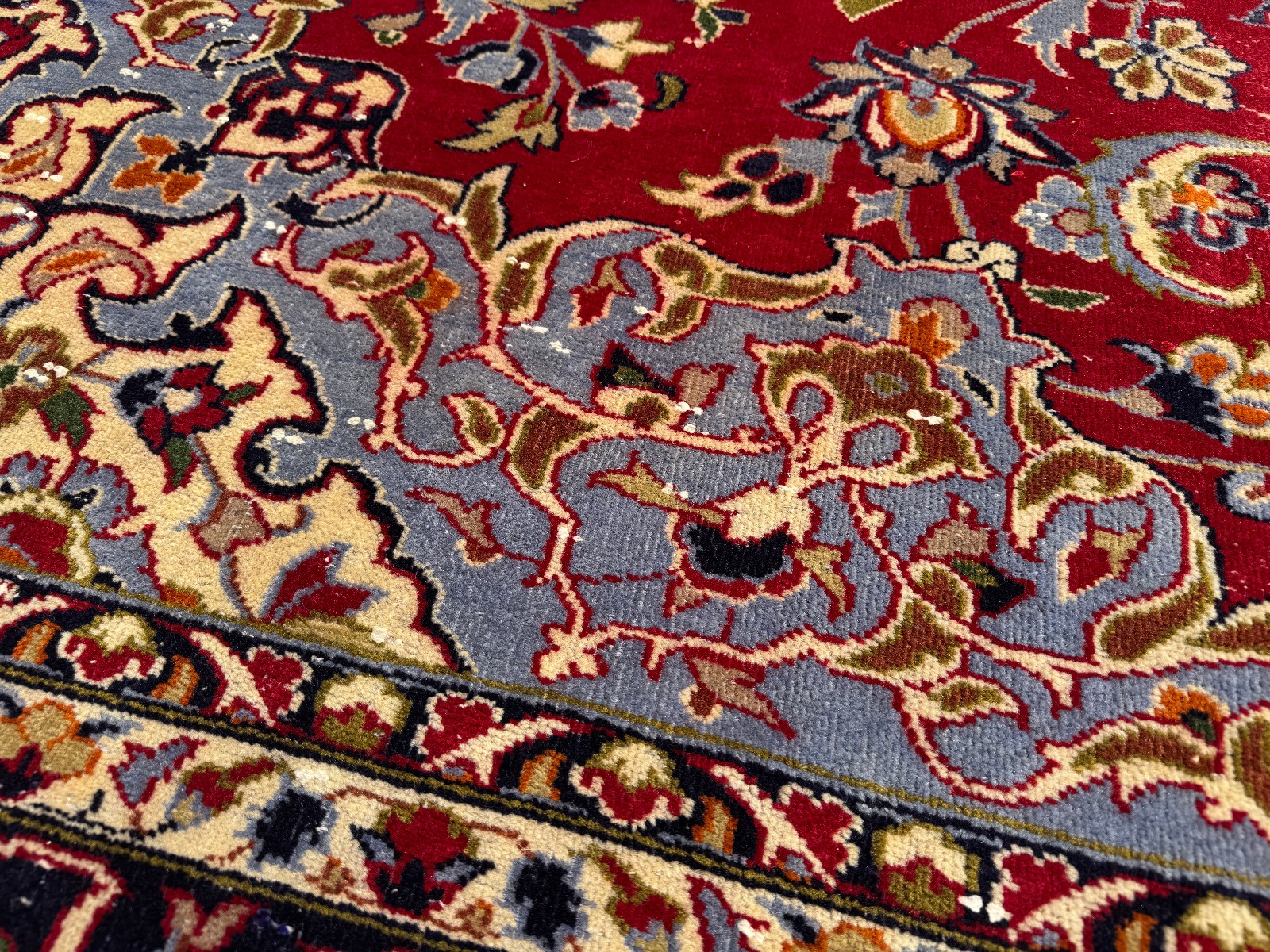 RED BLUE ANTIQUE ORIENTAL RUG 10×13 fine handmade wool colorful clean real 10×14