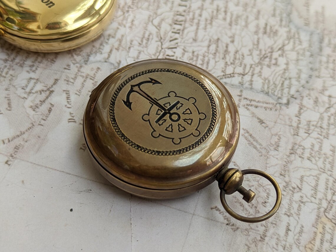 Custom Brass Golden Compass For Adventure | Elegant Locket Compass For Christmas