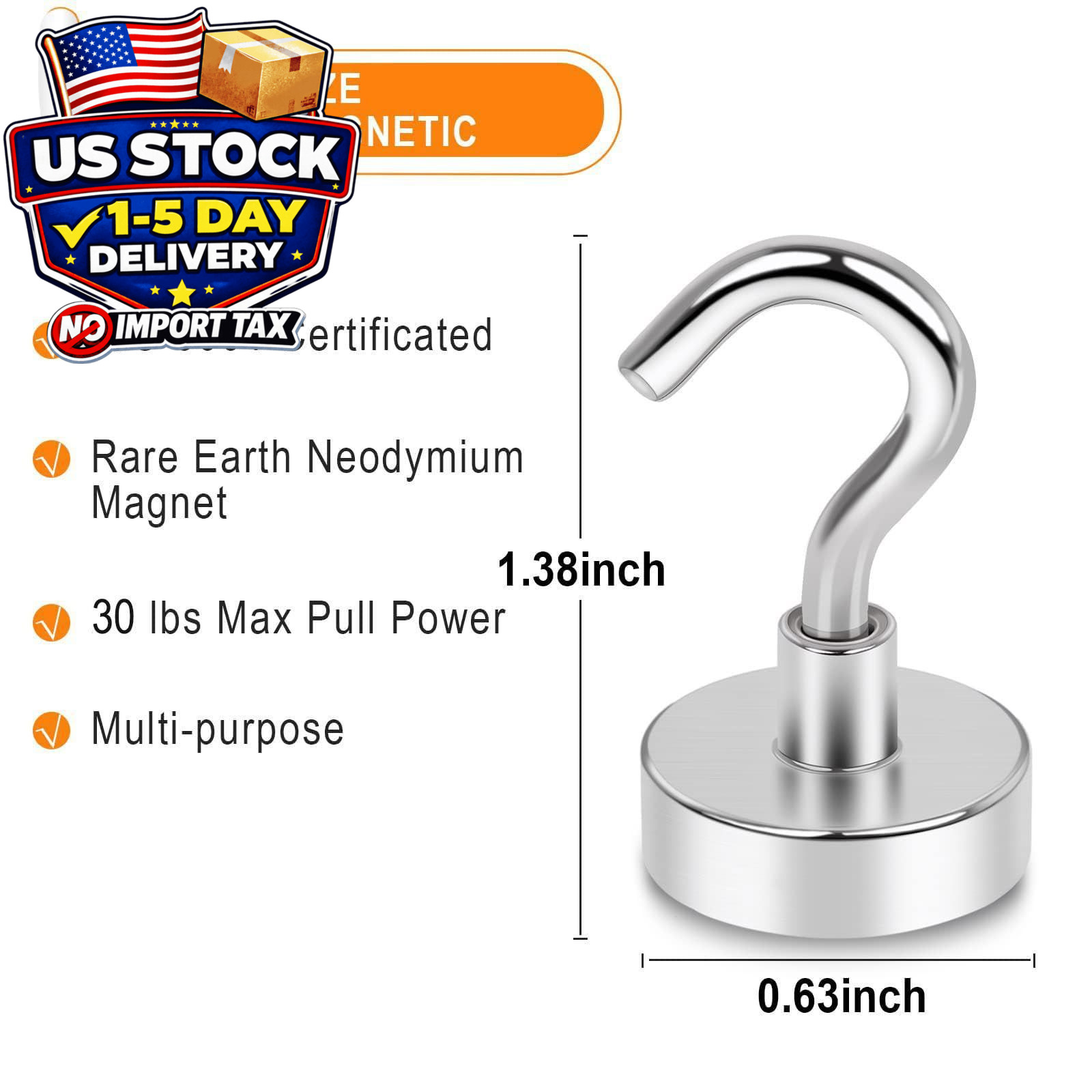 35 Pack Magnetic Hooks Neodymium 30LB Heavy Duty Hooks Cruise Fridge Locker