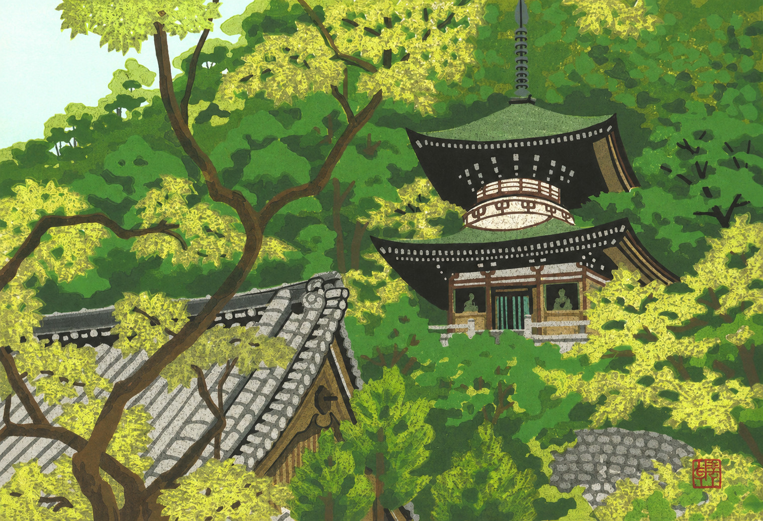 Ido Masao “Eikan-do Temple” Limited Edition Print Ed.200 Authentic From Japan