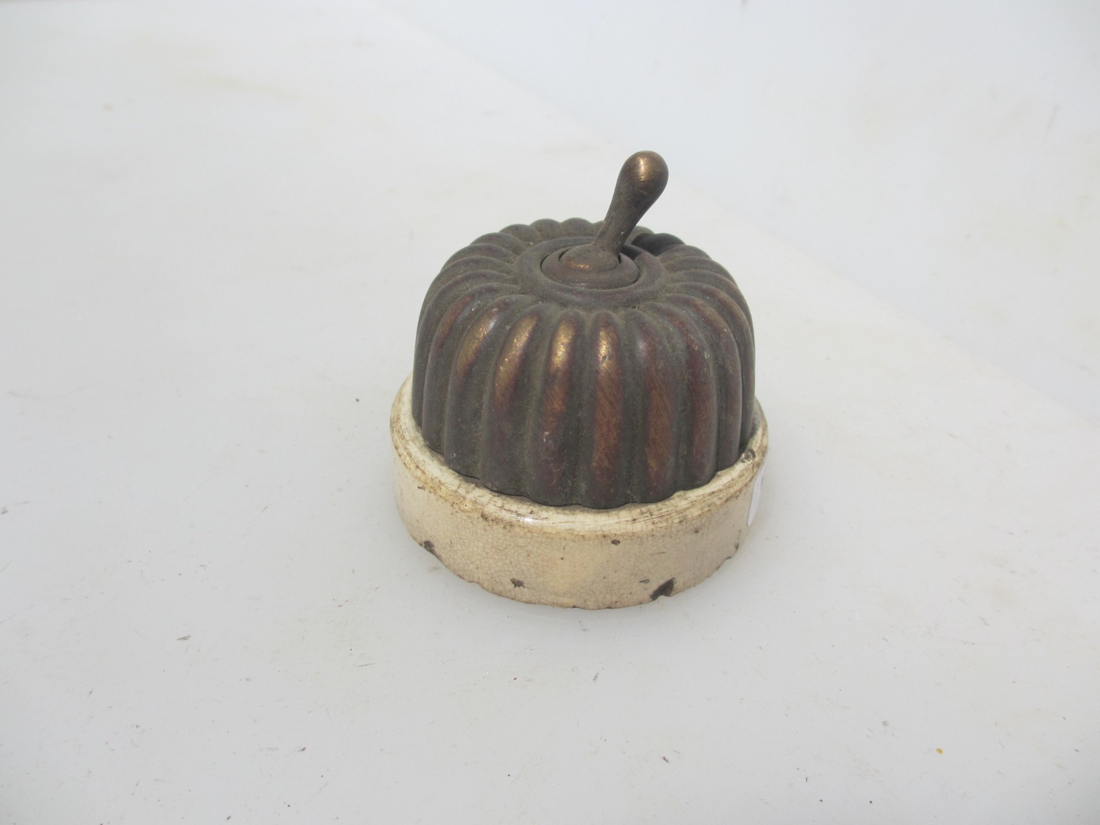 Antique Brass & Ceramic Light Switch Old Dolly Toggle Victorian Jelly Mould
