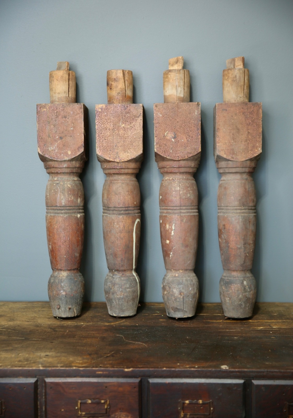 Antique Butcher block Wood Table Legs Set of 4 harvest table kitchen island VTG
