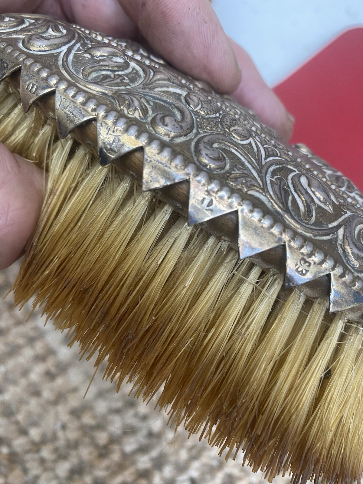 Antique Solid Silver Brushes Dutch C1900 Tops Removeable 187 grams Silver
