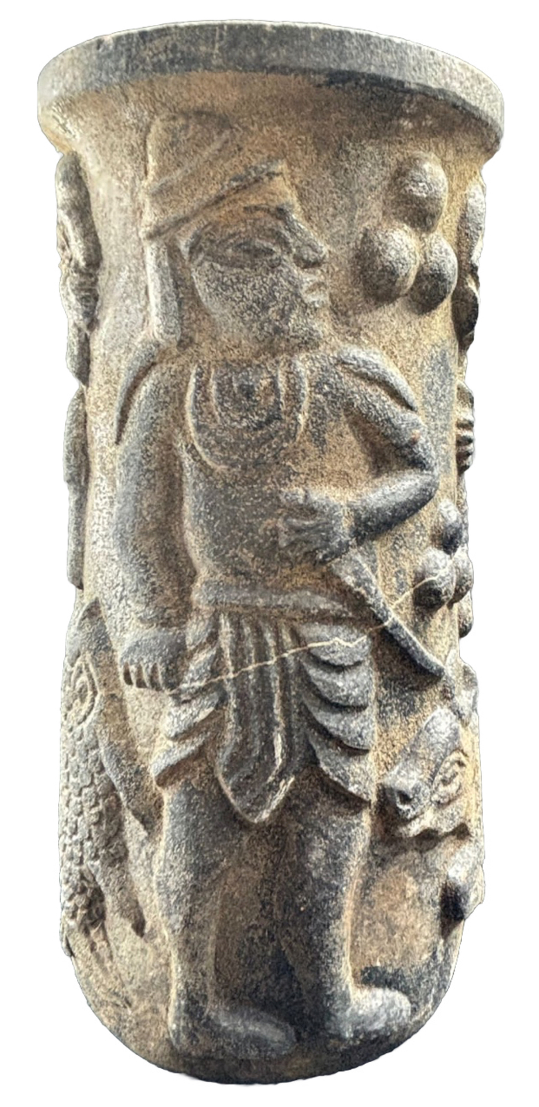 Near eastern Intercultural Stone Vase Civilization Historical Relief Carved
