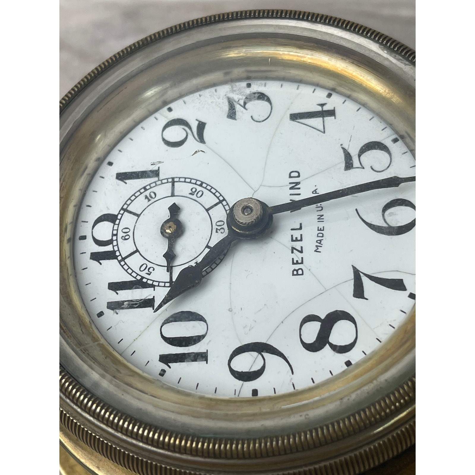 8-Day Bezel Wind Dash Clock Brass Up/Down Indicator Works Vintage 1920s