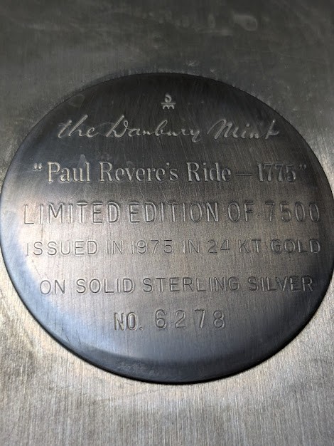 The Danbury Mint Solid Sterling Silver “Paul Revere’s Ride 1775” 8″d., 8.1 oz