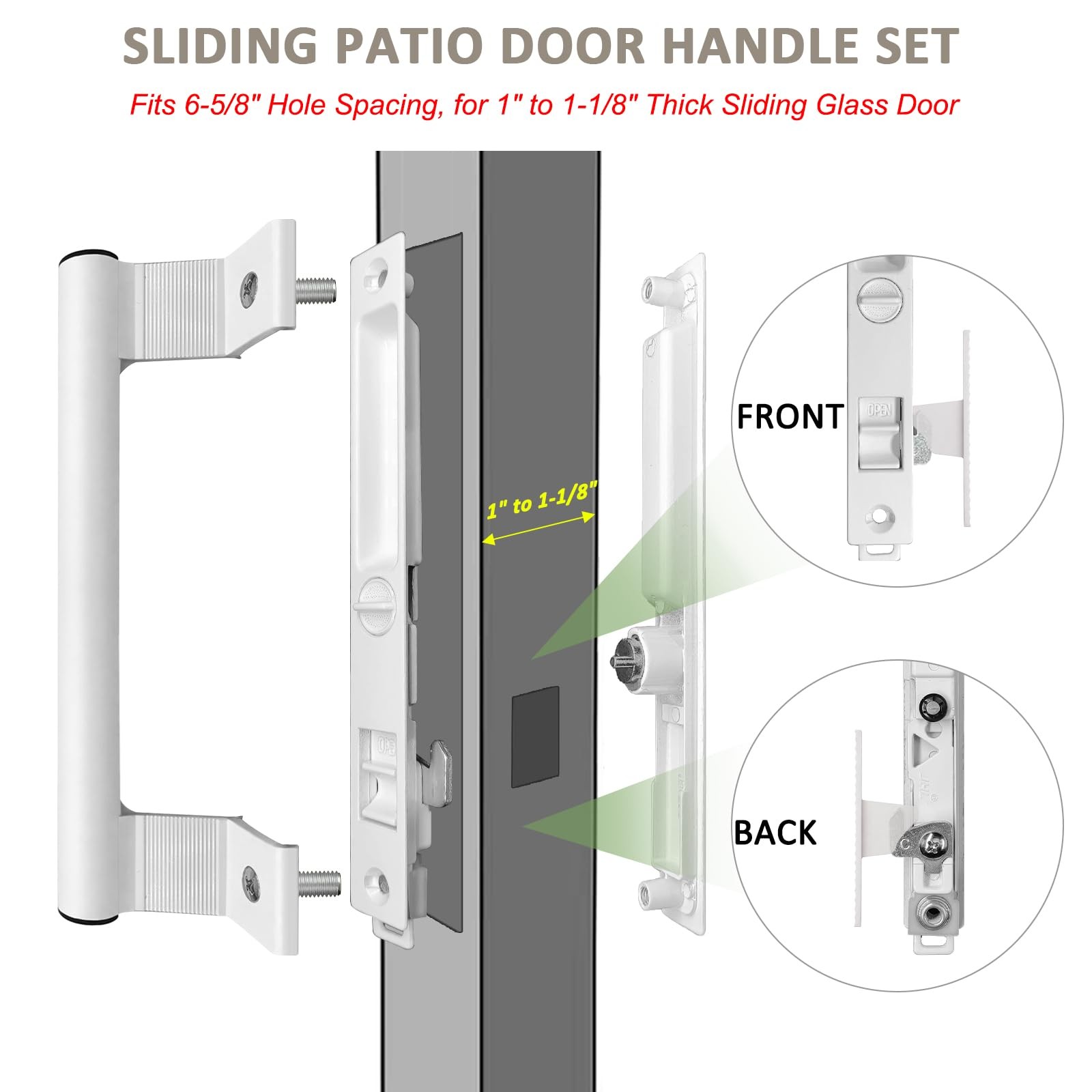 Young Dance Sliding Glass Door Handle Set with Lock – Easy White –