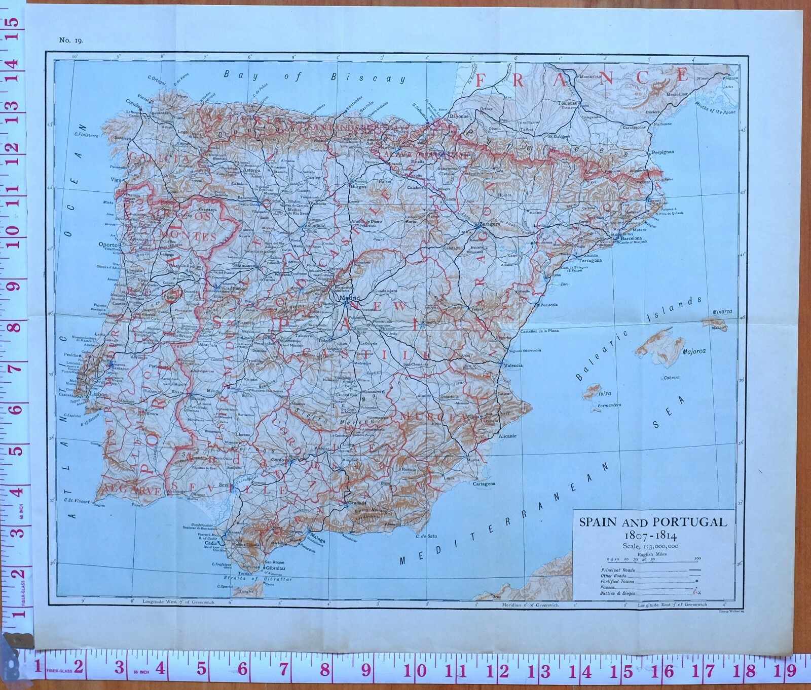 MAP/BATTLE PLAN SPAIN & PORTUGAL 1807-1814 NEW CASTILE MURCIA ARAGON GALICIA