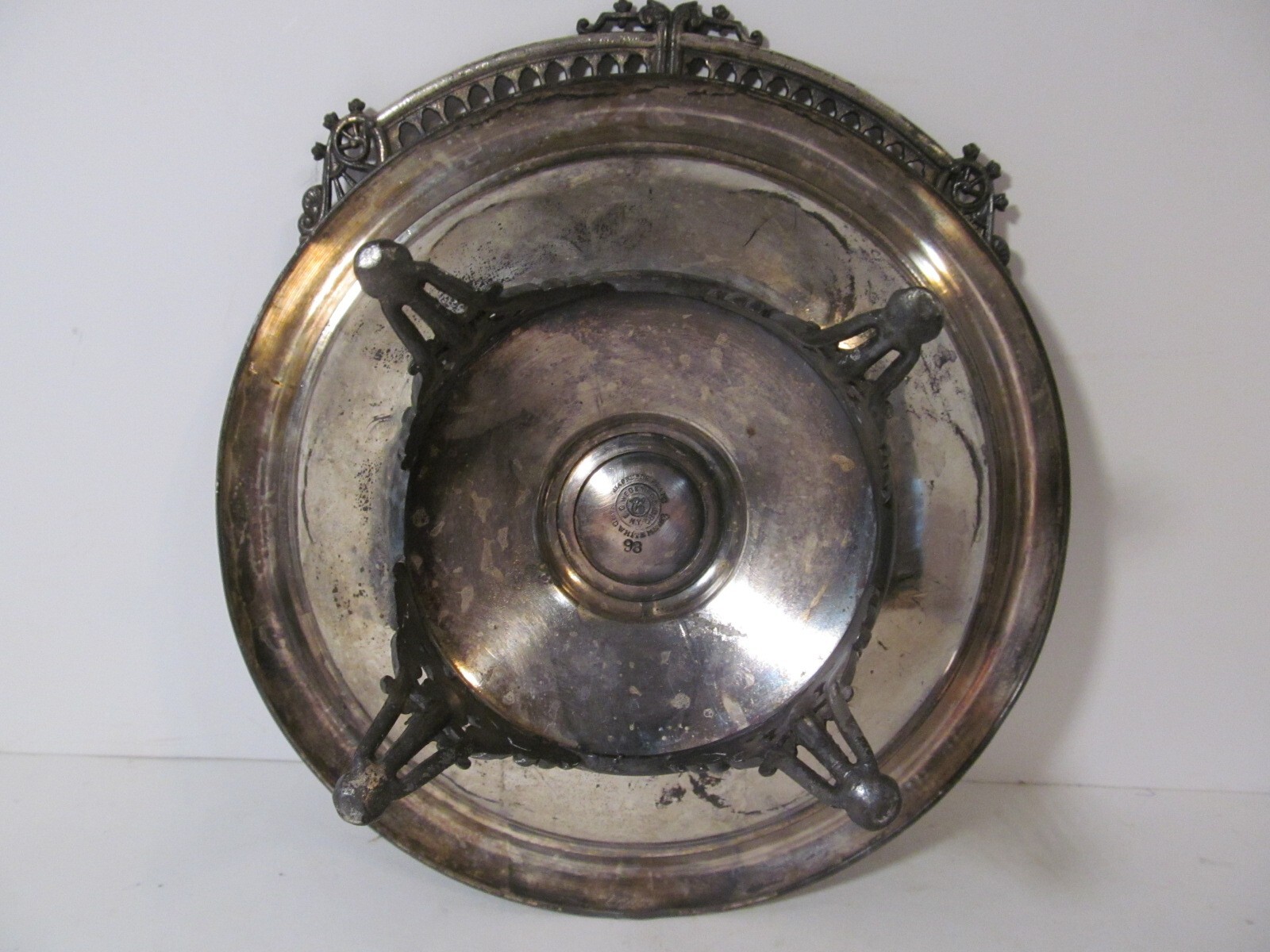 Victorian E.G. Webster Bro Quadruple Plate Etched Sheep & Flowers Bridal Basket
