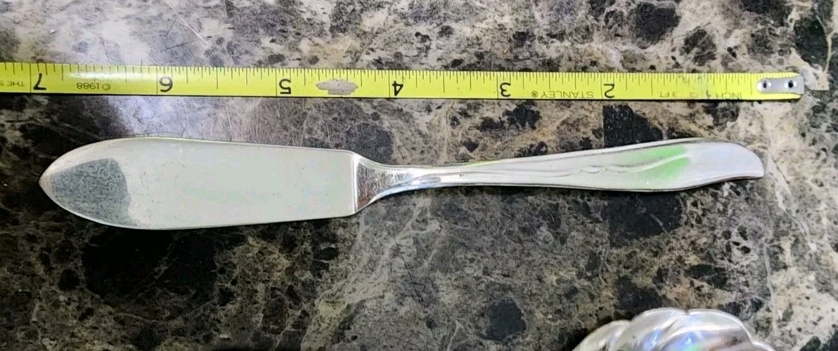 MID-CENTURY c1956 SEA WINGS🪽SILVERPLATED MASTER BUTTER KNIFE & SUGAR SPOON🧈🍚