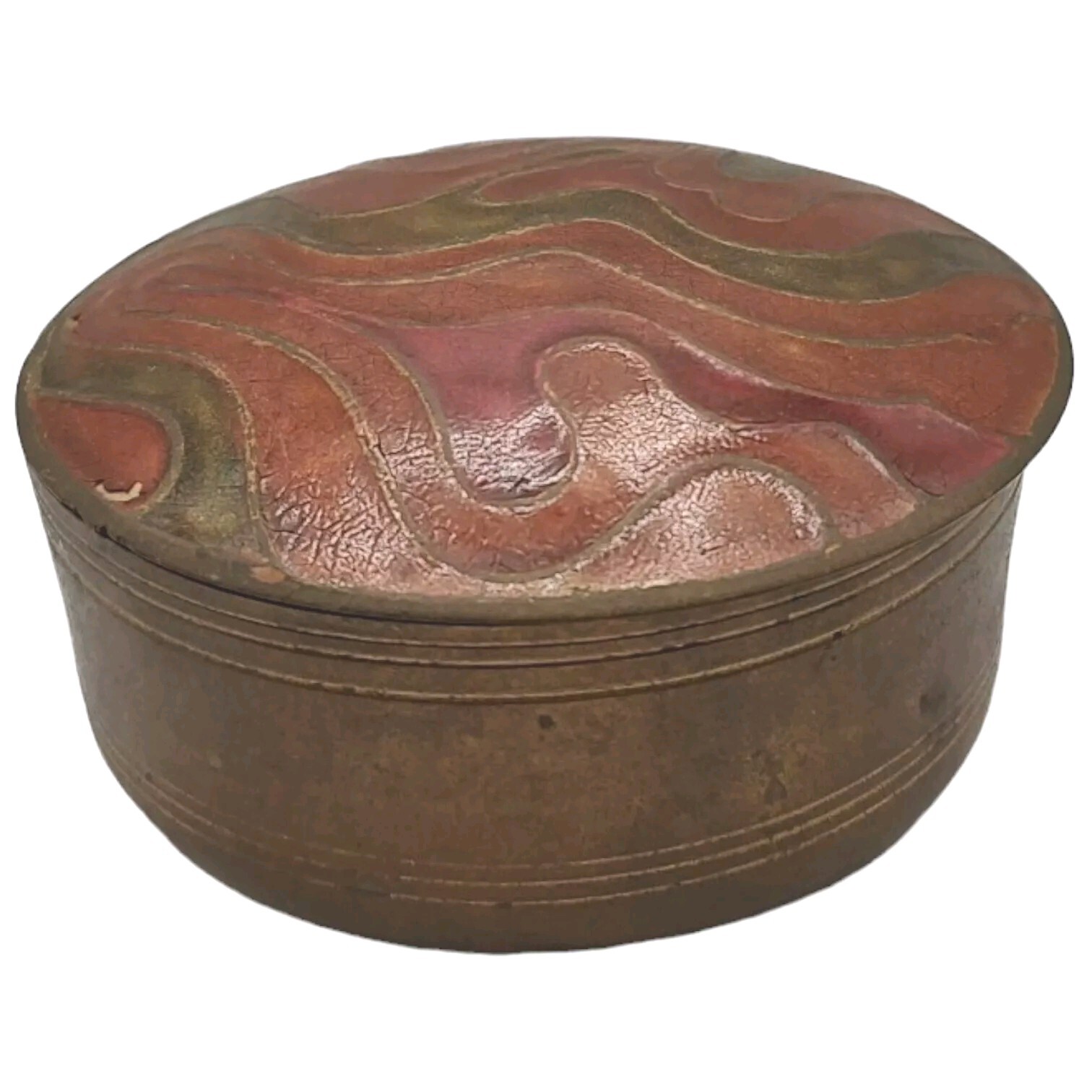 Vintage Cloisonne Enamel and Brass Trinket Pill Box