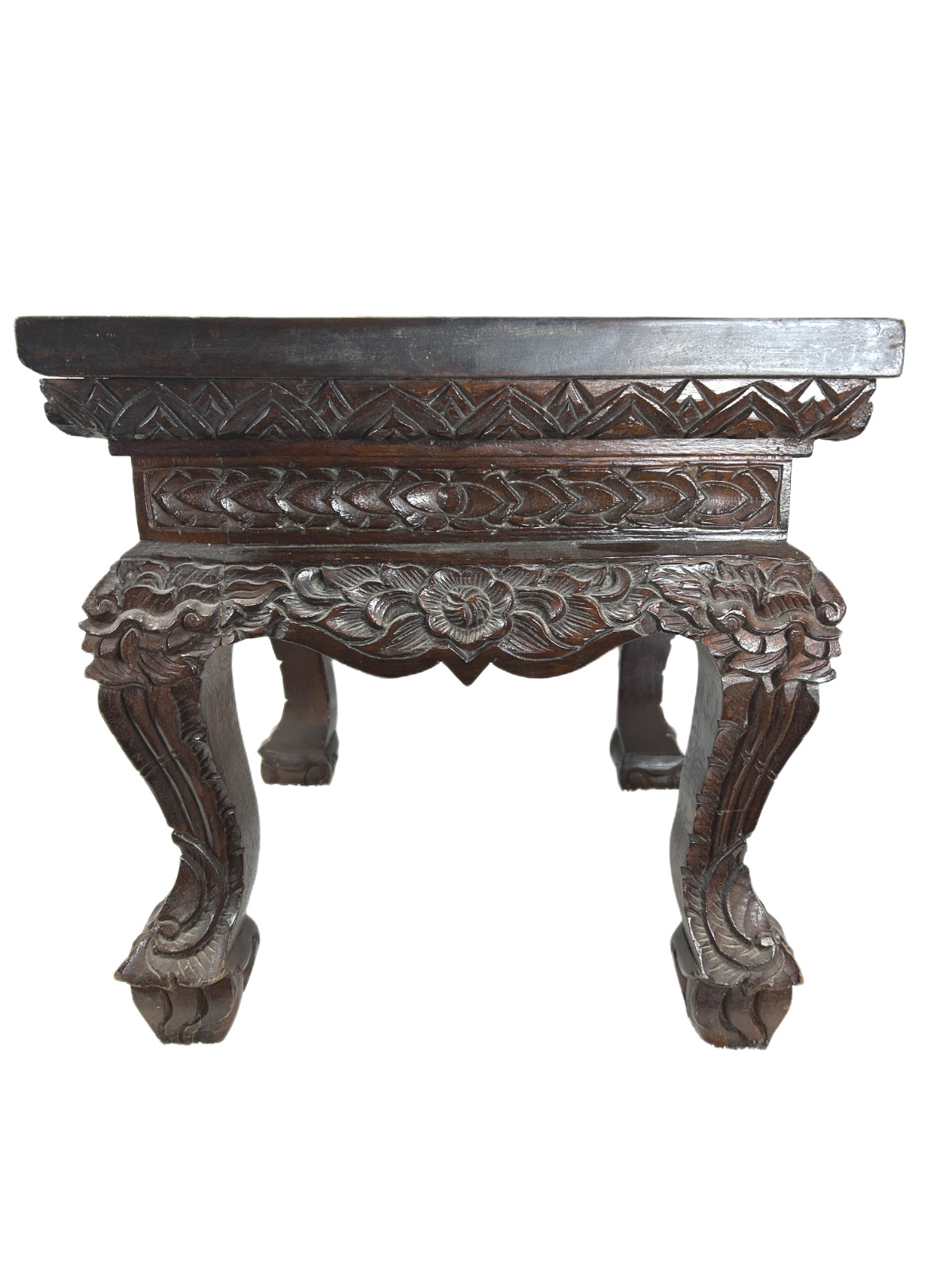 Antique Chinese Hand Carved Hardwood Altar or Kang Display Stand Table Qing 15″