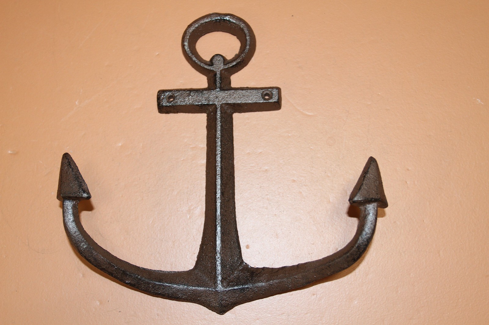 XL Large Boat Anchor Wall Decor Solid Cast Iron / End Hooks,11 inch tall, BL-61b