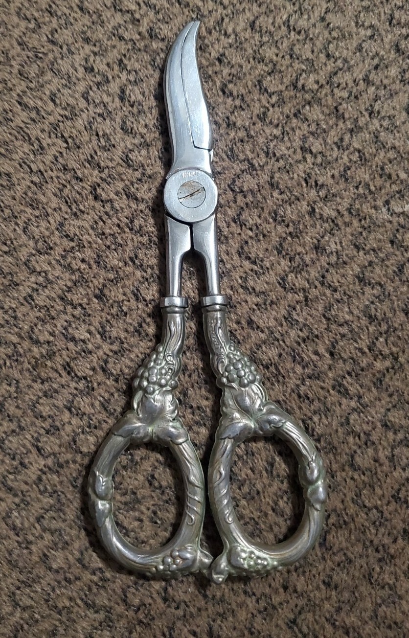 Vtg Webster Sterling Silver Handle Grape Scissors Shears by Hoffritz NY/Italy