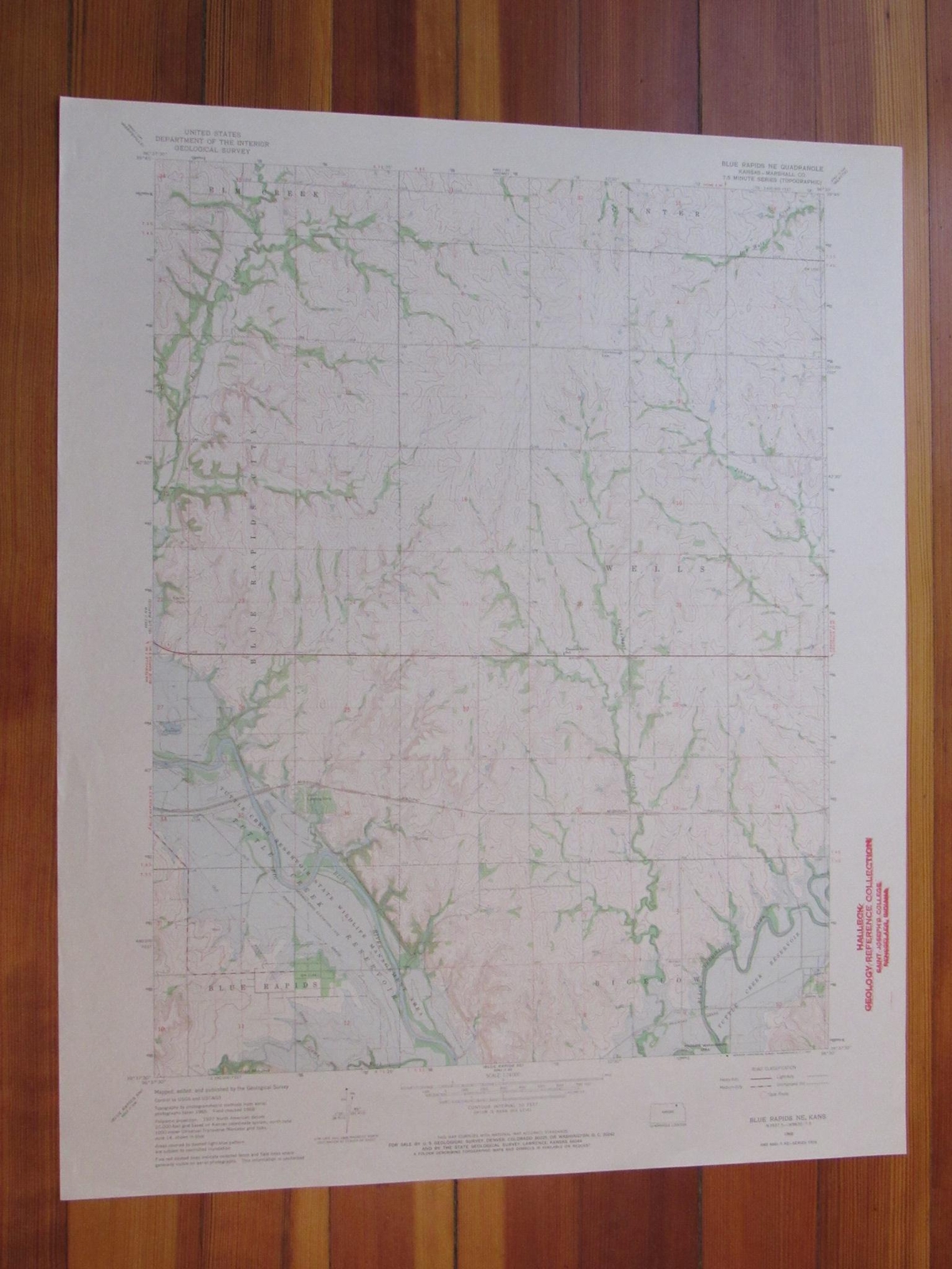 Blue Rapids NE Kansas 1969 Original Vintage USGS Topo Map