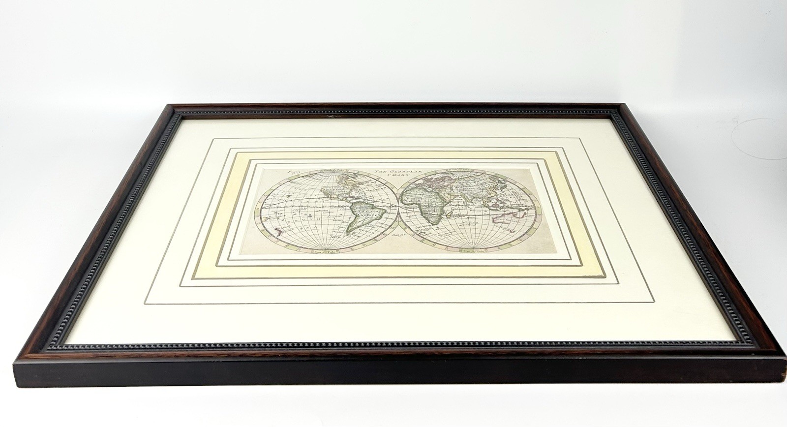 John Hinton Globular Chart Double Hemisphere Hand Colored World Map 1745